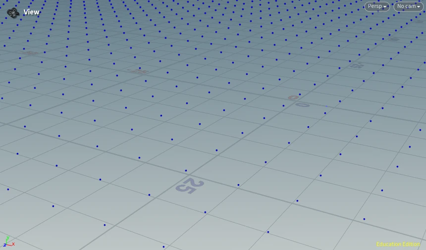 An even grid of small blue points spread across the Houdini viewport floor