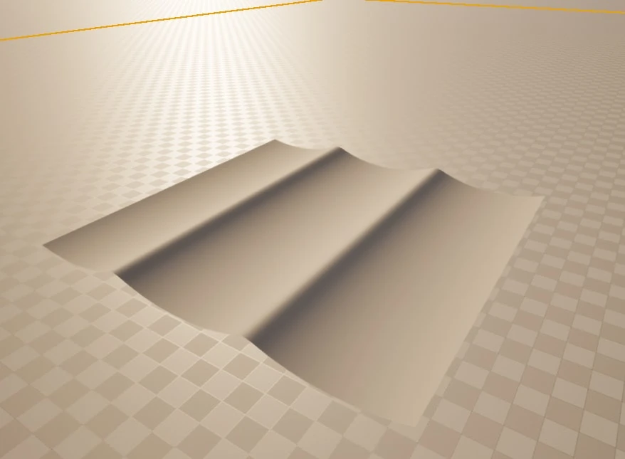 A single clean Gerstner wave rolling across a grey test plane